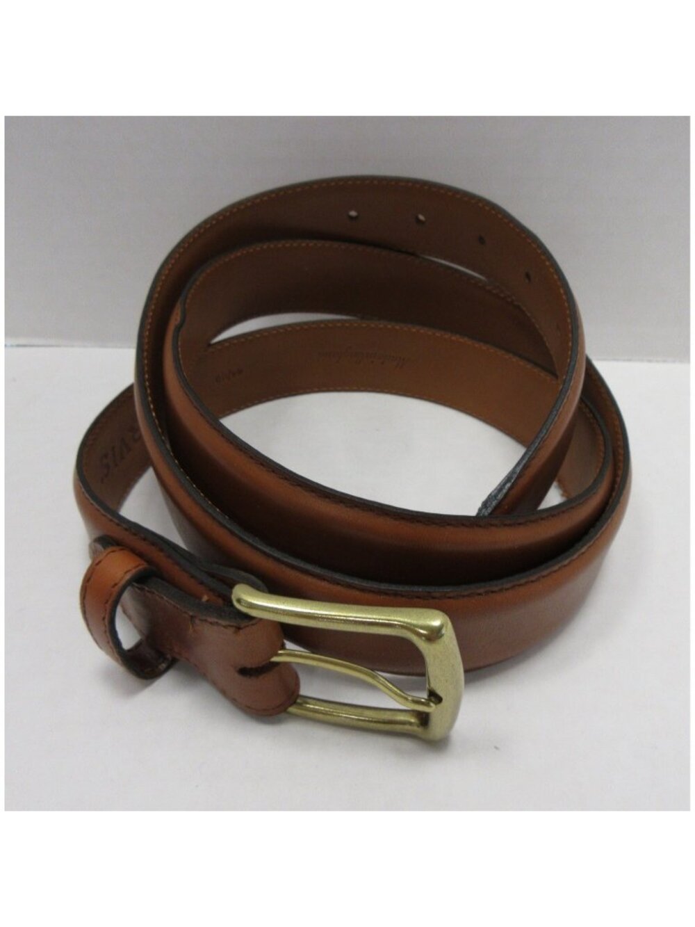 Orvis Belt 44 Leather Dress Classic Brass Buckle Made In England